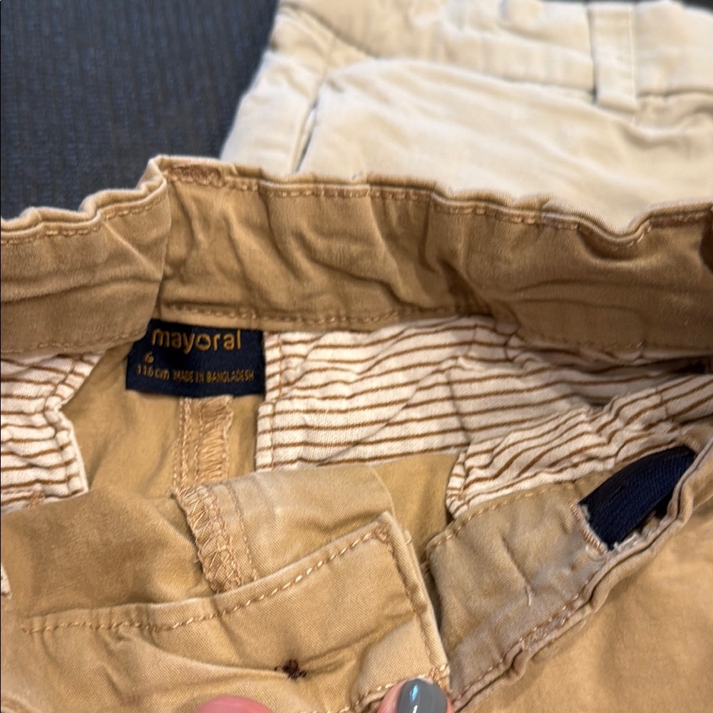 Set of 3 Mayoral Blue and Tan Khaki Shorts , kids 6 - Picture 7 of 10